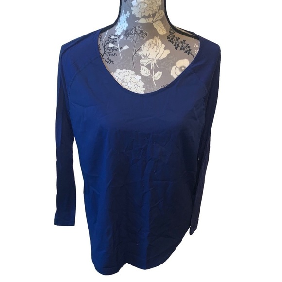 FRENCH CONNECTION Navy Blue Long Sleeve Blouse size large - Picture 2 of 7